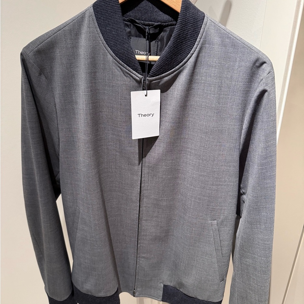 NWT $695 Theory Wool Melange Charcoal Bomber Jacket Small